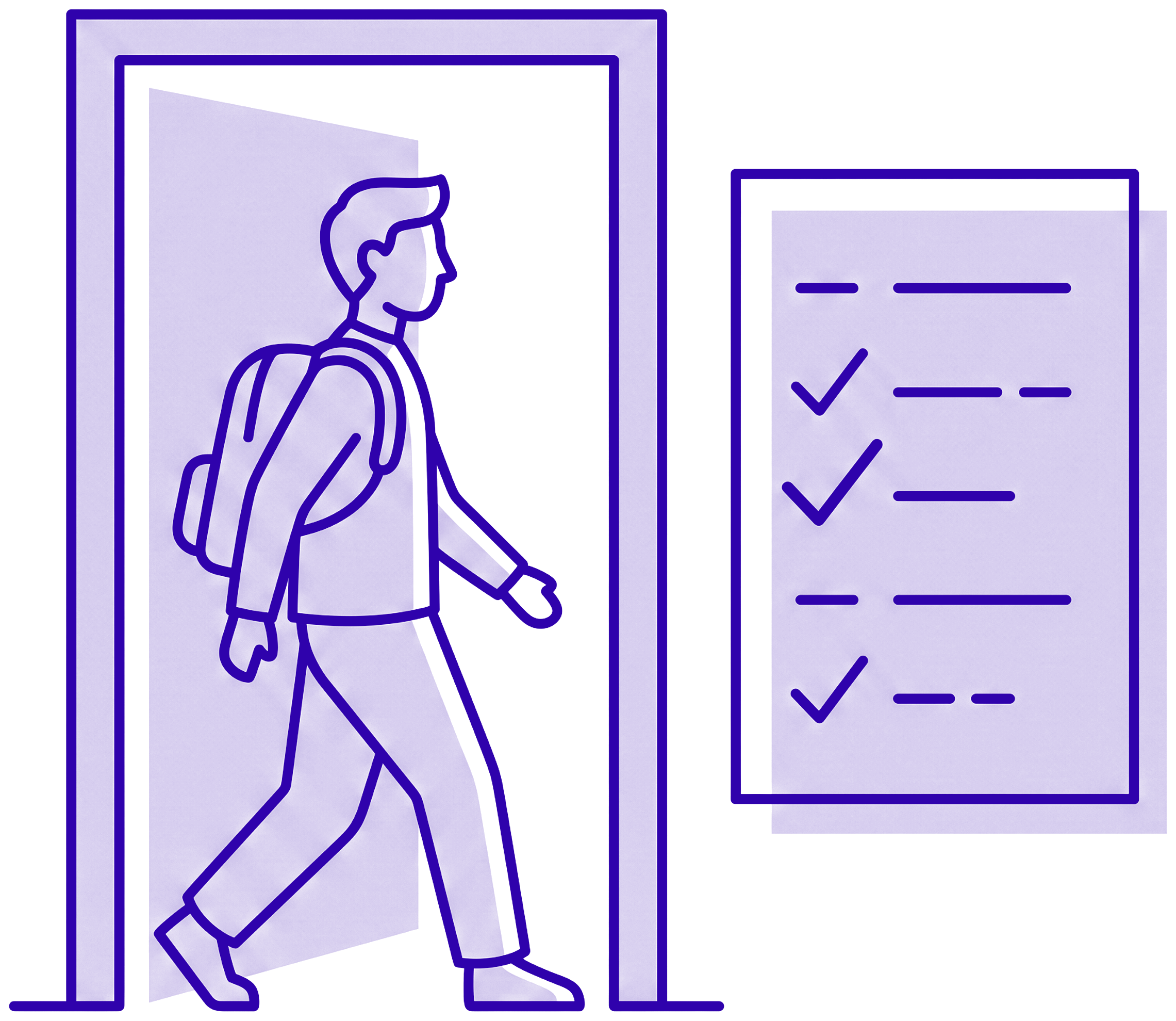 A person walking through a doorway beside a register marking itself
