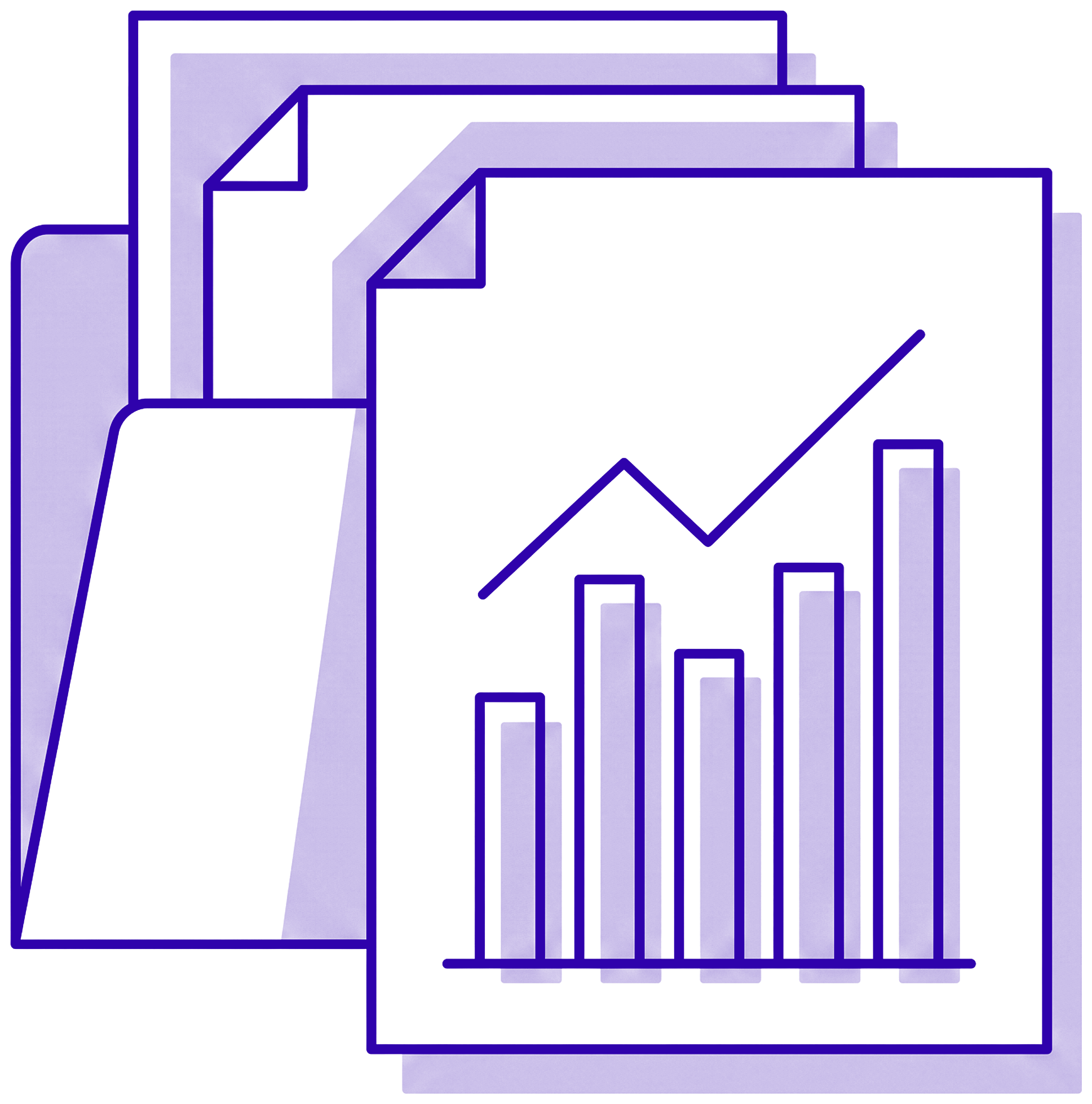 A folder of documents with a chart drawn on the front sheet